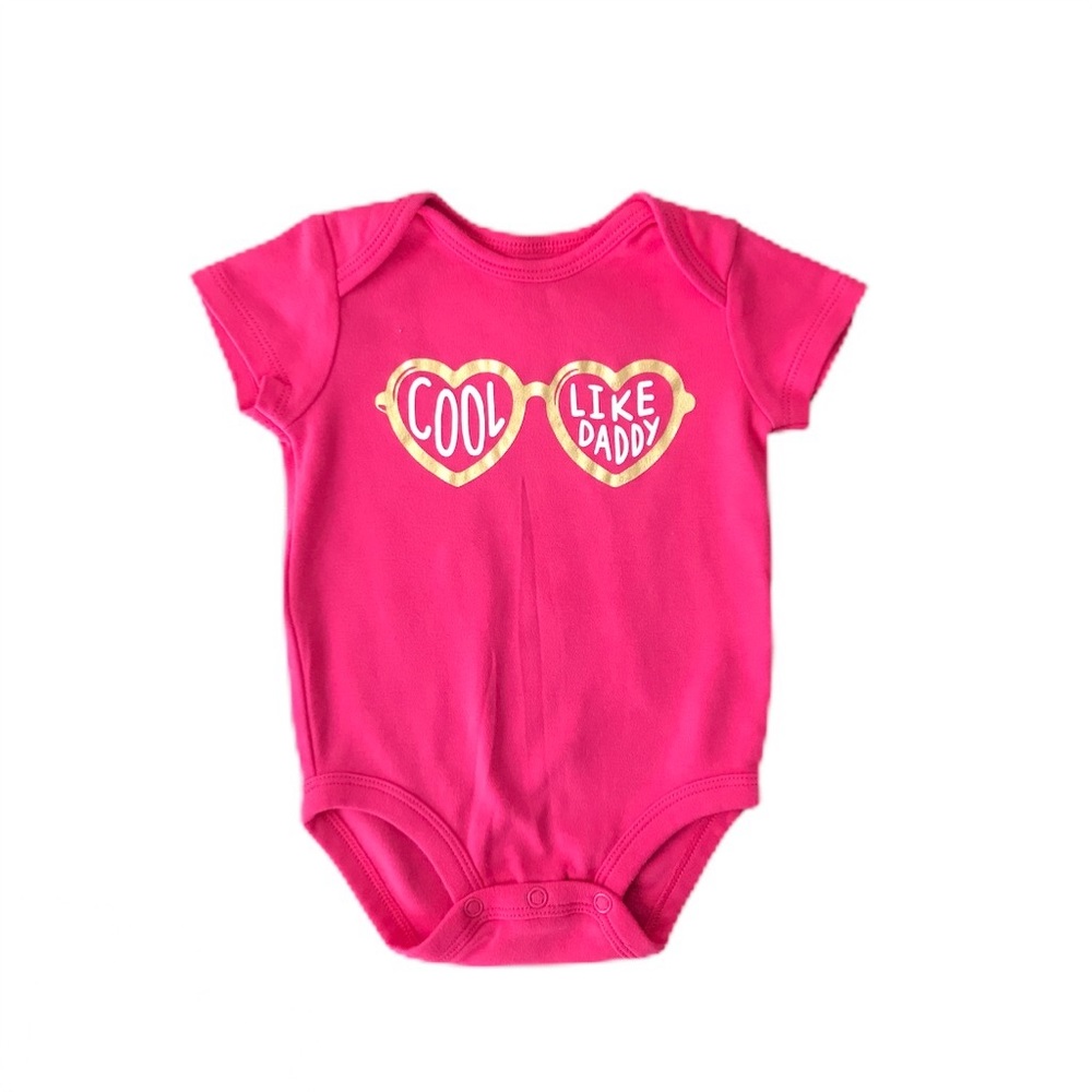 Cool Like Daddy Hot Pink Printed 3 Month Onesie.